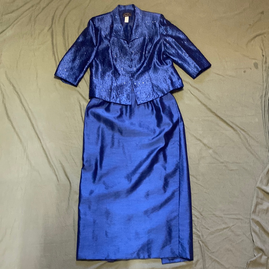 Blue Beaded Plus Size Suit By Alex Women’s Evenings